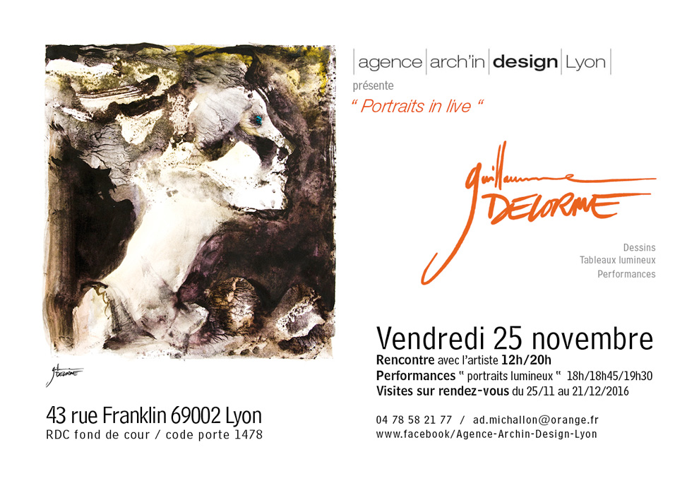 Guillaume Delorme Exposition dessin-tableau lumineux-performance Portraits in live - Arch in Design Lyon